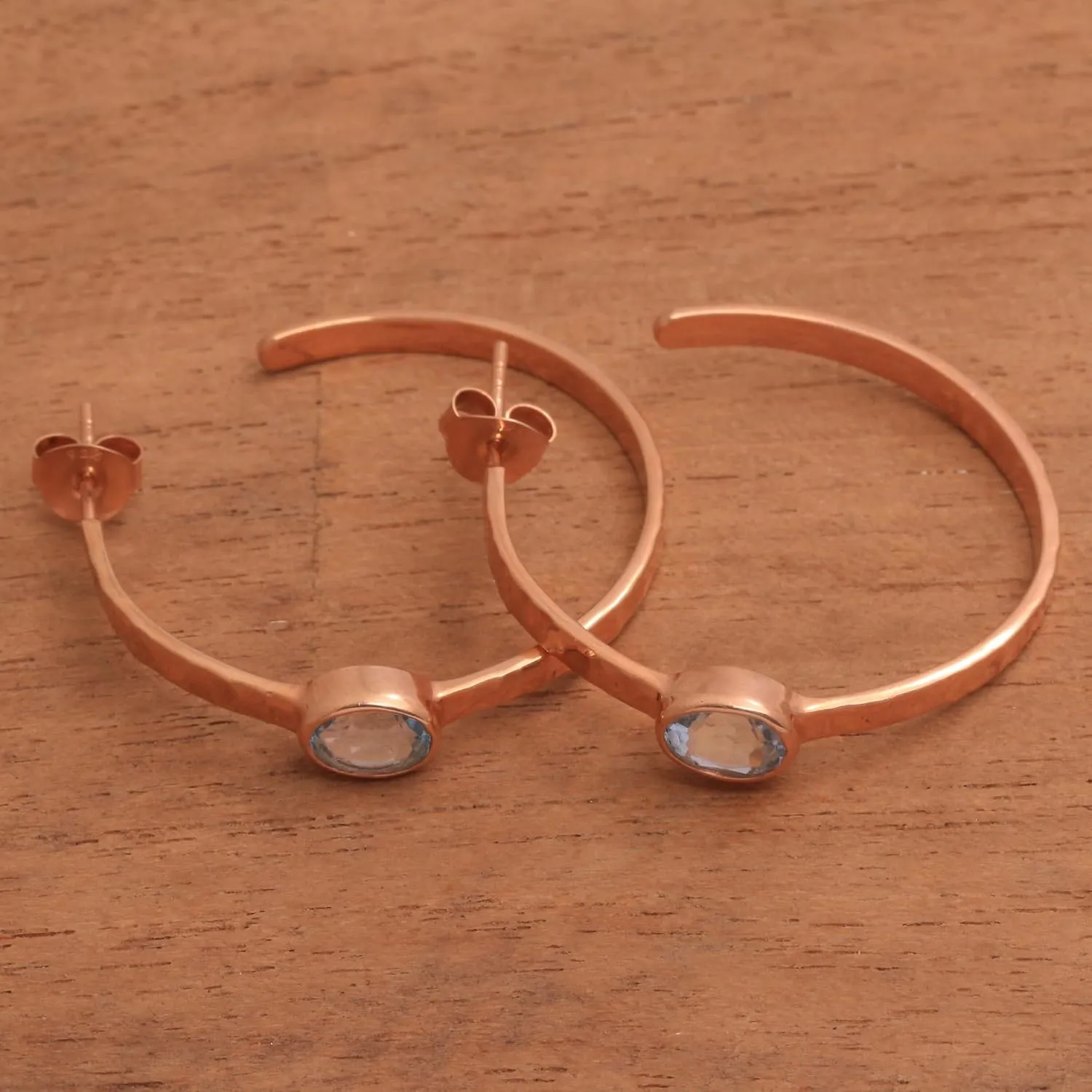 NOVICA Artisan Handmade Half-hoop Earrings Sterling Silver Indonesia Gemstone