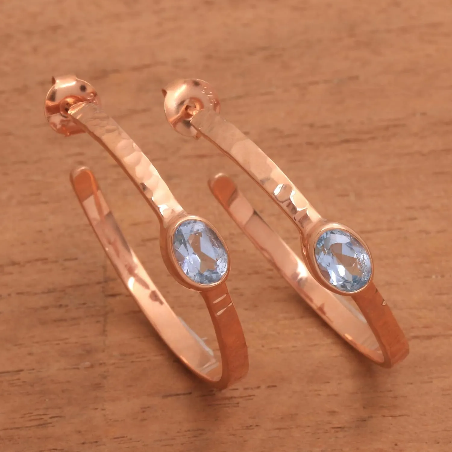 NOVICA Artisan Handmade Half-hoop Earrings Sterling Silver Indonesia Gemstone