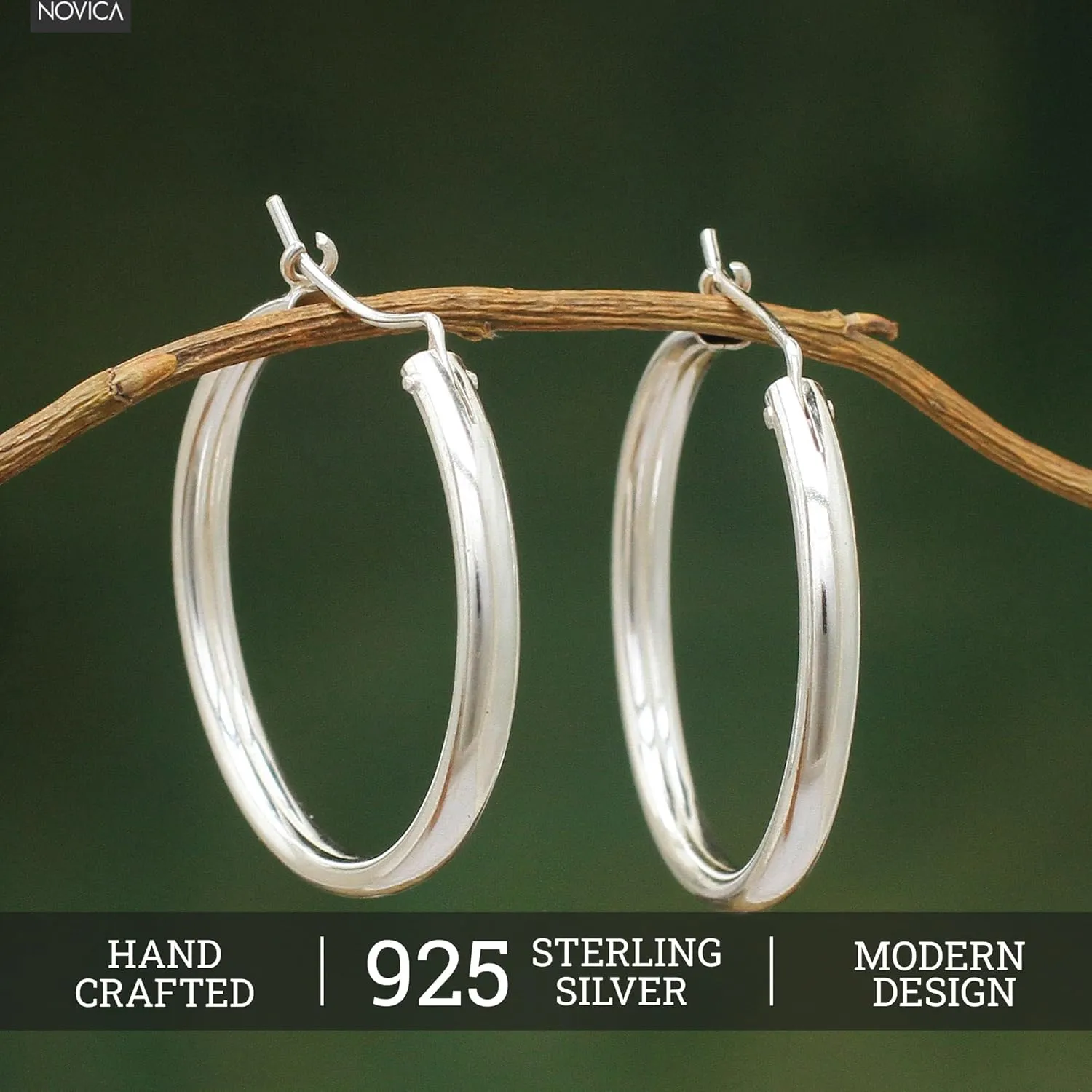 NOVICA Artisan Handmade Hoop Earrings Classic Plated No Stone