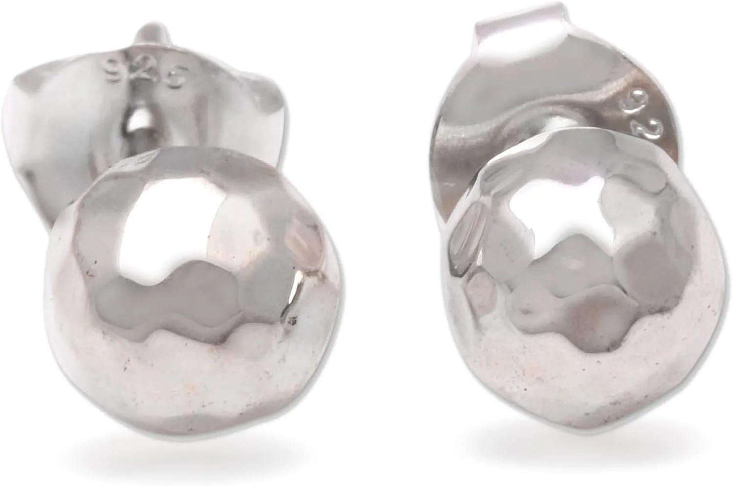 NOVICA Artisan Handmade Sterling Silver Stud Earrings Domed from Bali Indonesia Modern [0.2 in L x 0.2 in W x 0.2 in D] ' Hammered Domes'