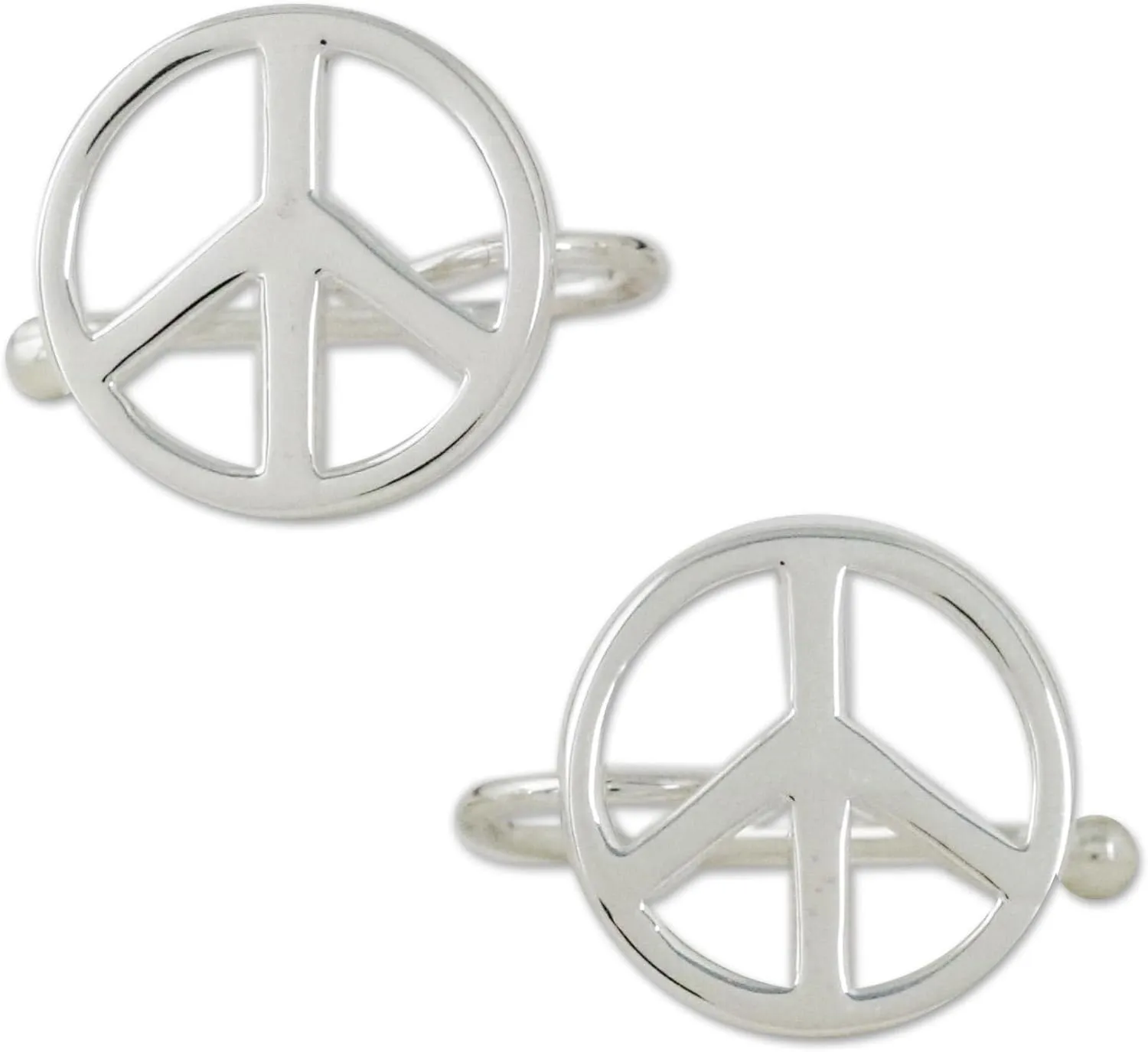 NOVICA Artisan Sterling Silver Ear Cuffs Peace Sign from Thailand [0.3 in H x 0.4 in Diam.] ' Shimmering Peace'