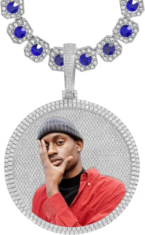 Picture Necklace Personalized Photo Custom Photo Pendant Necklace 3D Fully Iced Out Customized Hip Hop Memory Gift for Women Men