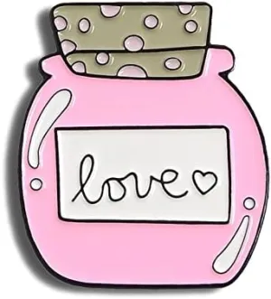 Pink Cute Love Jam Bottle Enamel Pin Novelty Brooch Buttons Jewelry for Jackets Jeans Backpack Cloth Lapel Bag Hat Gift for Lovers Women Girl