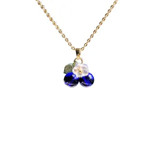 RainDesigns Custom Blueberry Necklace Design Your Own Handmade Glass Cluster Berry Fruit Jewelry 14K Gold Plated Realistic Blueberry Personalized Gift for Women Miniature Wildberry