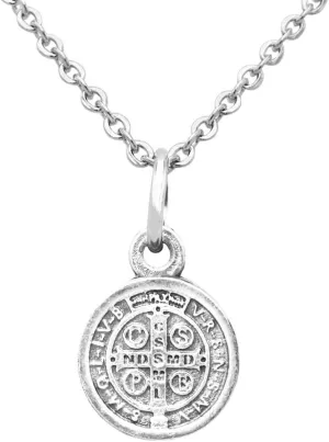 Rosemarie Collections Petite Saint Benedict Religious Pendant Necklace, 18" 2" Extender