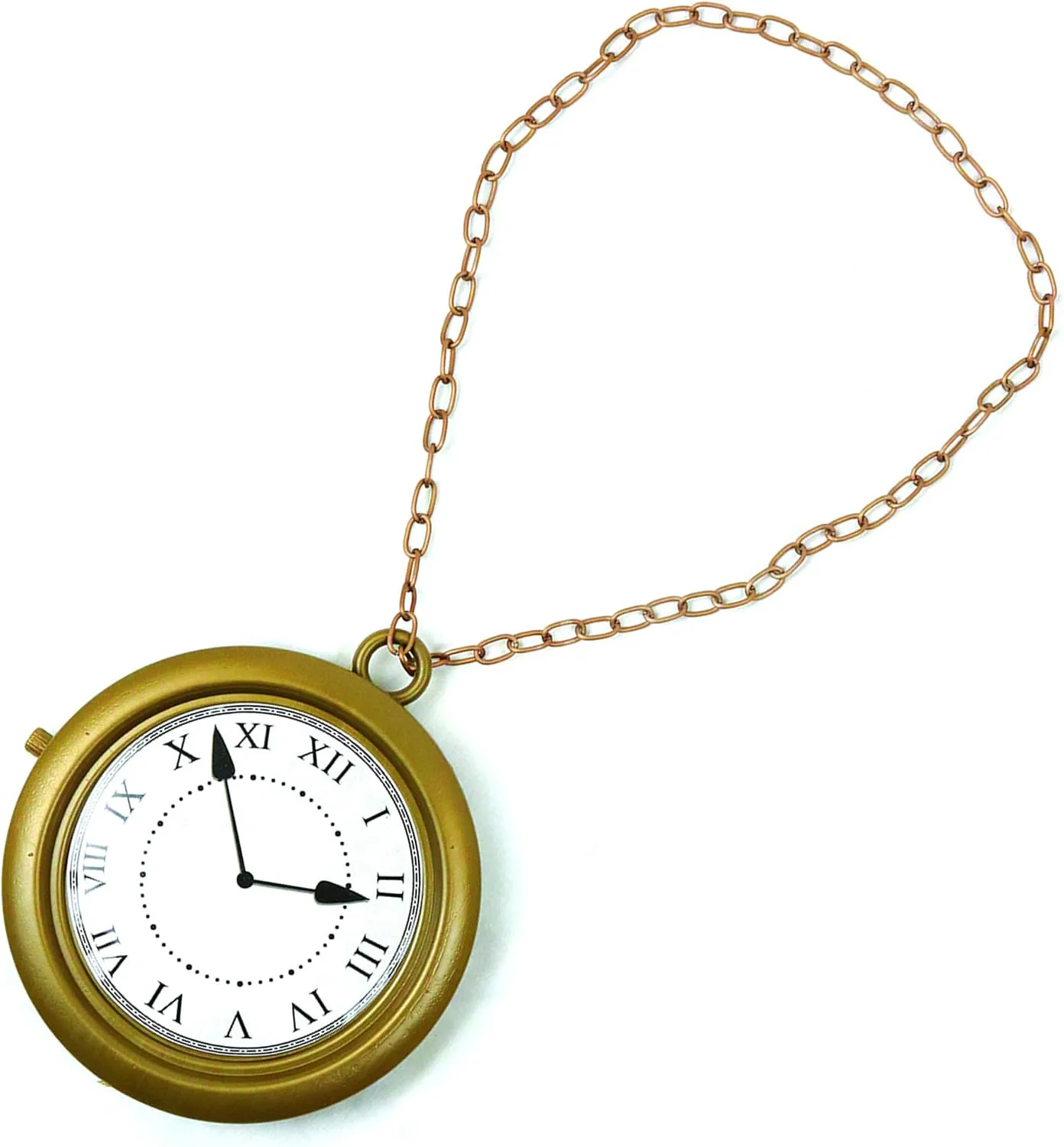 Skeleteen Jumbo Gold Clock Necklace - White Rabbit Clock, Hip Hop Rapper Clock - 1 Piece