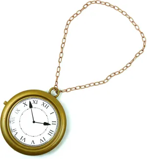 Skeleteen Jumbo Gold Clock Necklace - White Rabbit Clock, Hip Hop Rapper Clock - 1 Piece