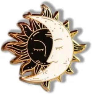 The Moon And The Sun Ancient Symbol Enamel Pin for Backpack Cloth Lapel Bag Hat Gift for Women Girl Men Boy Space Astrological Lovers