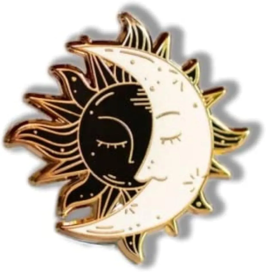 The Moon And The Sun Ancient Symbol Enamel Pin for Backpack Cloth Lapel Bag Hat Gift for Women Girl Men Boy Space Astrological Lovers