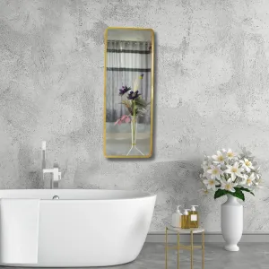 TINITALO Modern Elegance Rectangular Wall-Mounted Mirror Metal Framed Wall Mirror Bathroom Mirror Living Room Mirror Home Decor Mirror 24 x 48 Inches Color Golden MF 119