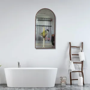 TINITALO Modern Elegance Semi Circle Wall-Mounted Mirror Metal Framed Wall Mirror Bathroom Mirror Living Room Mirror Home Decor Mirror 24 x 48 Inches Color Copper MF 82