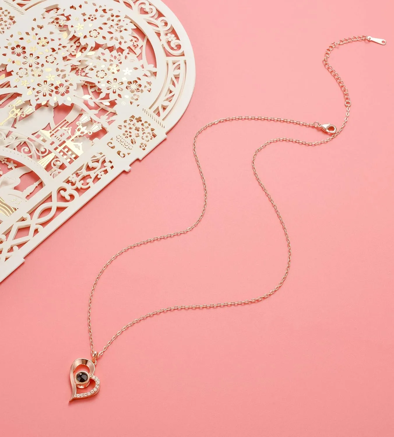 Tornito Gold Plated 100 Languages I Love You Memory Necklace Projection Pendant Necklace For Women