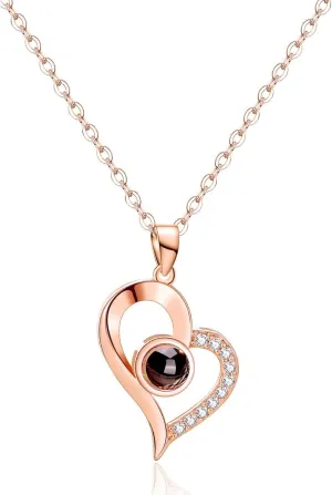 Tornito Gold Plated 100 Languages I Love You Memory Necklace Projection Pendant Necklace For Women