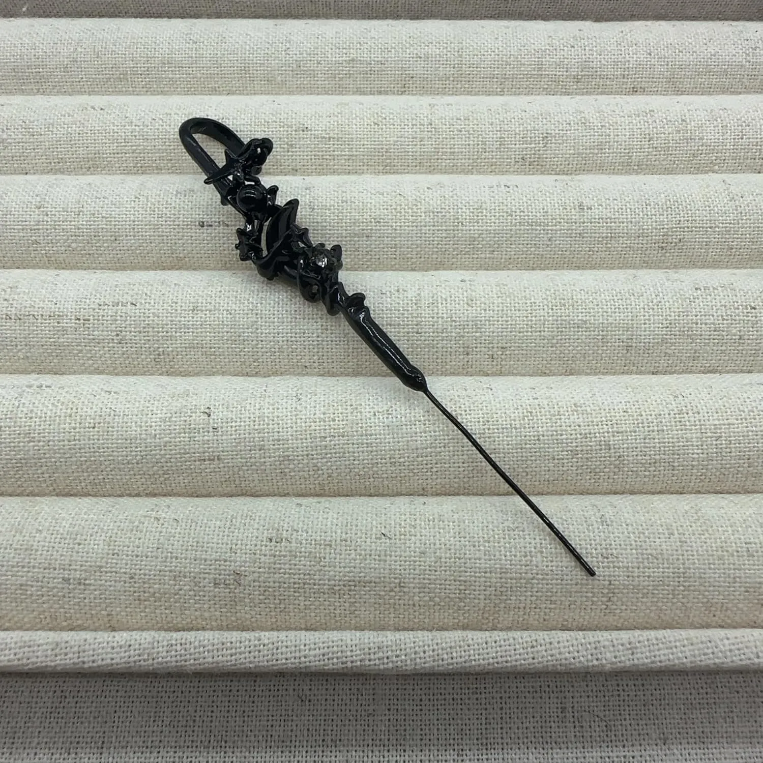 Vintage Ear Wrap Crawler Hook Earrings - Silver Black Cross Moon Star Design for Women - Punk Rock Gothic Rhinestone Wire Needle Jewelry