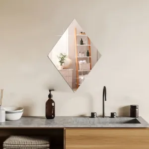 WallDaddy Plastic - Self Adhesive Mirror For Wall Long Mirror (20X30) Cm Diamond Mirror Stickers For Wall Acrylic Mirror Wall Decor Sticker | Big Mirror For Bathroom Round Mirror For Bedroom