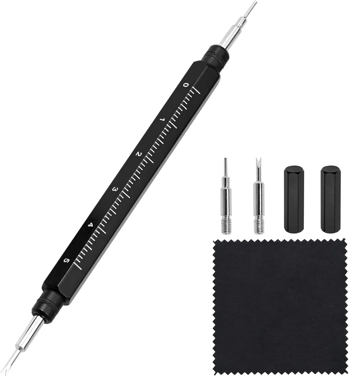 WOCCI Premium Repair Tool Kit for Remove Install Watch Bands Spring Bars Pins - Stainless Steel Tool with Caps, Replacement Fork and Cleaning Cloth
