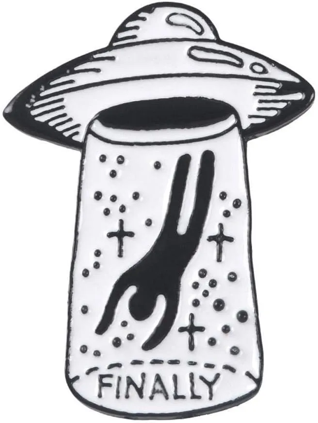 Women Creative UFO Brooch Enamel Lapel Pins Badges Cloth Hat Bag Accessory Cute Durable and Useful