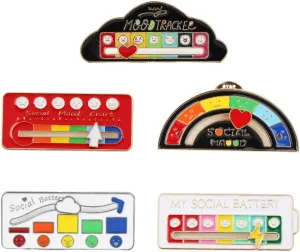 Ximimark 5pc Mens Mood Brooch - Easy-Remove Battery-Powered Alloy Enamel Pin Badge - Durable Creative Jewelry Accessory to Express Your Personality
